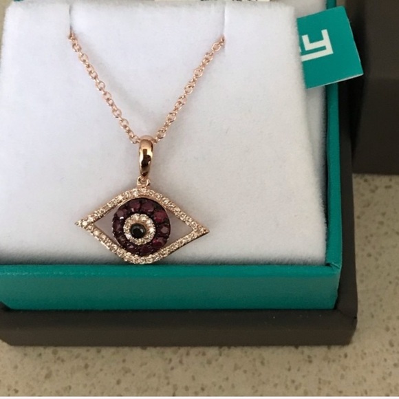 $1,495 EFFY Ruby Evil Eye Rose Gold Necklace NEW - Picture 3 of 8